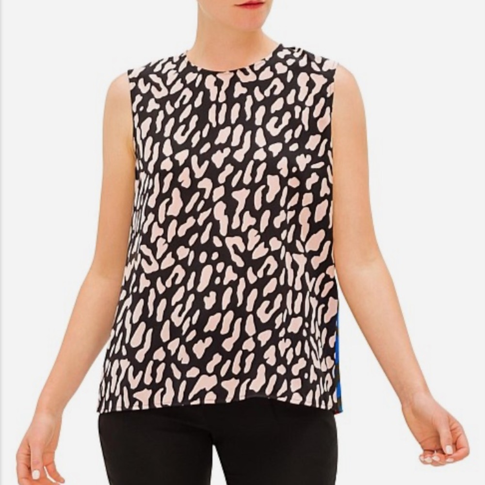 Diane von Furstenburg Silk Sleeveless Blouse Cheetah Print